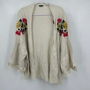 Womens Lagenlook Oversized Embroidered Kimono Size L‎ Slouchy Boho Cottagecore